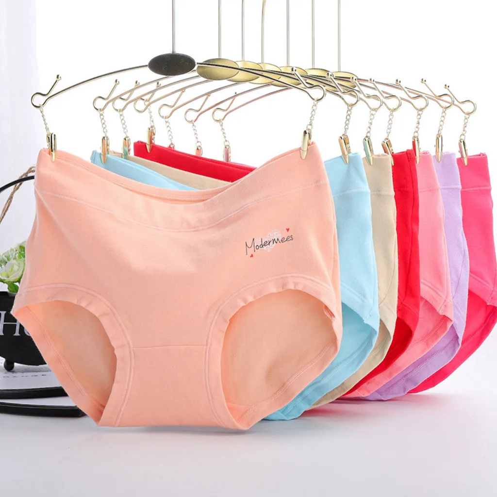 Women underpants fancy Fashion Cotton Soft Sexy Brief Lingerie Thread Soild Underwear ladies mid-waist seamless majtki Panties |