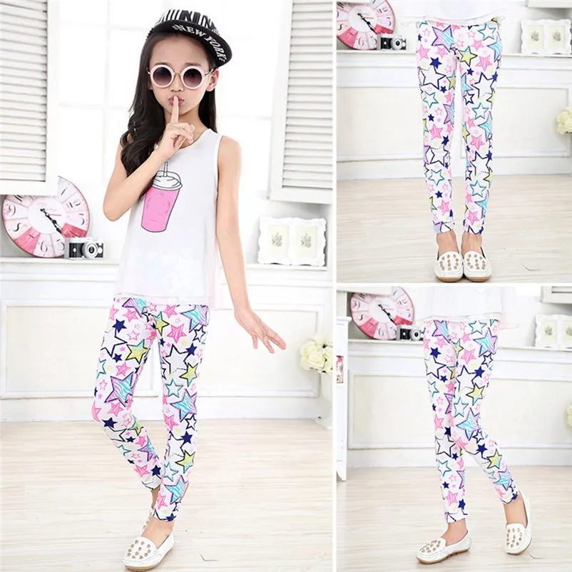 Удобная детская одежда детские брюки леггинсы с принтом классические узкие