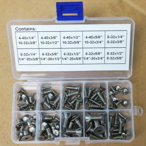 96 шт. из нержавеющей стали 4-40 до 1/4 &quot-20 шестигранные винты с плоской головкой |