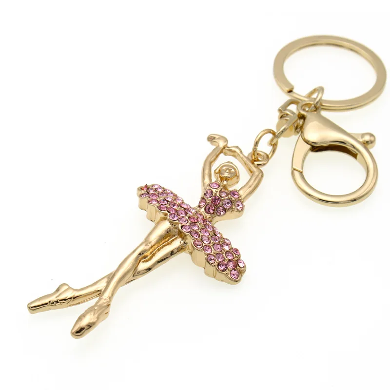 Dincior Cute Dancer Girl Keychains Keyrings Women Rhinestone Key Chain Bag Pendant Mary Kay Gift for Porte Clef | Украшения и