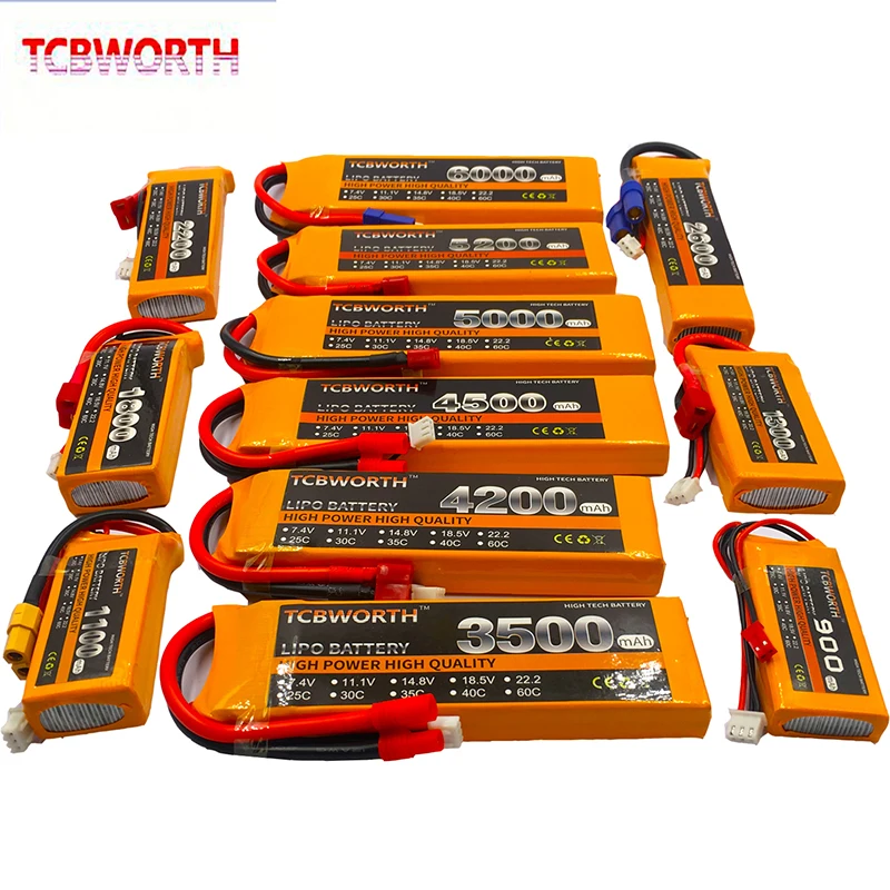 7 4 V батарея 2S 1300 2200 2600 3800 5000 6000mAh 25C 35C 60C RC игрушка LiPo для РУ самолет квадротор лодка
