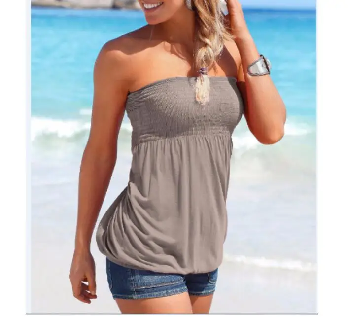 Сексуальный женский Топ без бретелек лето 2021 модная женская футболка облегающие