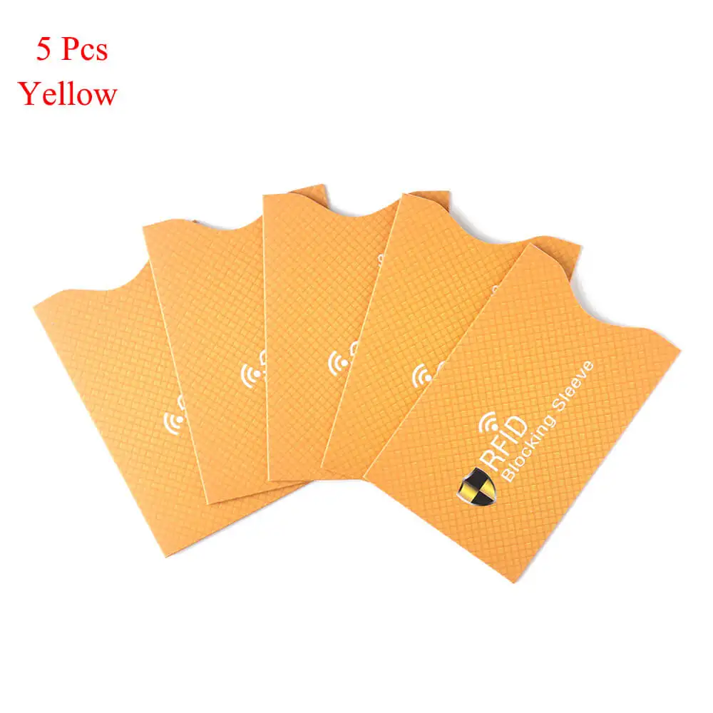 Yellow 5 шт./компл. Smart Anti Theft для RFID с протекторами для банковских карт Блокировка кожаный чехол для карт ID держатели защитный чехол - Цвет: Yellow