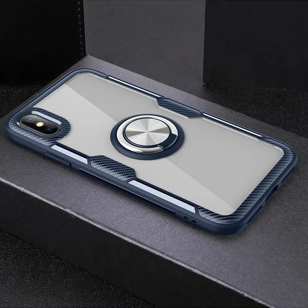 Чехол KISS с кольцом на палец, чехол для телефона для Xiao mi Red mi Note7, чехол для телефона Note5, чехол для телефона Xiaomi mi 8 mi 9 9SE, прозрачный чехол - Цвет: Синий