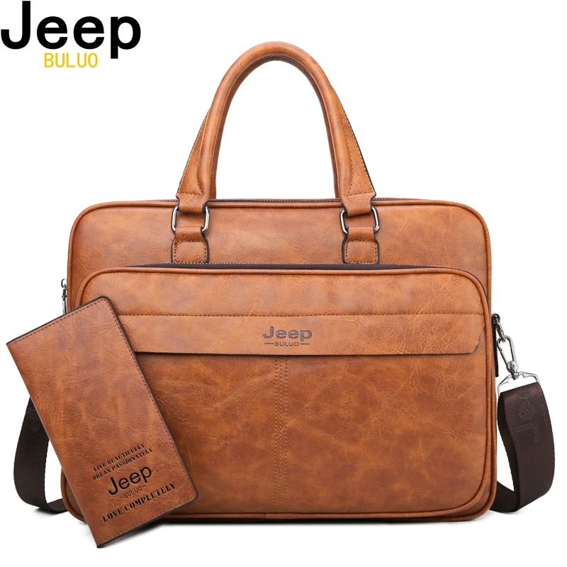 Мужской деловой портфель jeep buluo оранжевый брендовый для путешествий сумка