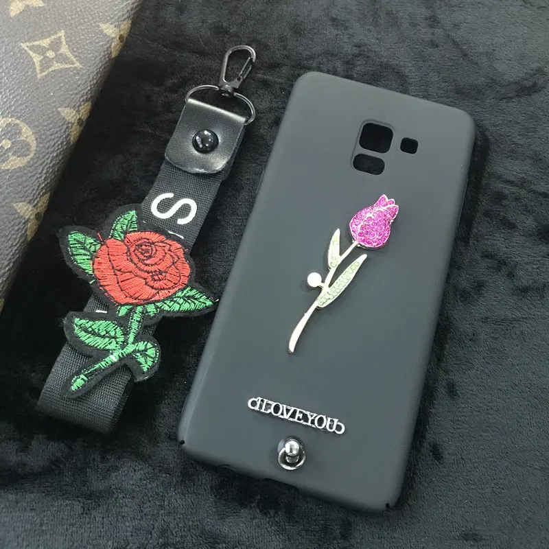 A8 A6 плюс 2018 Корона розовый ремешок веревка Чехол для Samsung Galaxy S8 S9 J3 J5 J7 A3 A5 A7 2016 2017 J4