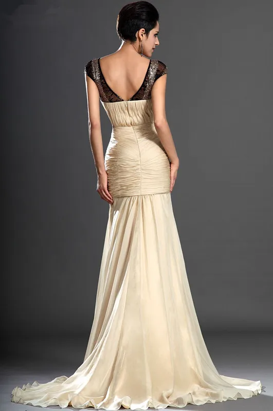 С низким вырезом на спине вечернее платье Русалка с v образным шифоновое размера