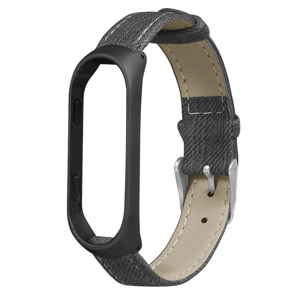 Ремешок на запястье для Xiaomi Mi Band 4 джинсовый металлический каркас Смарт часы