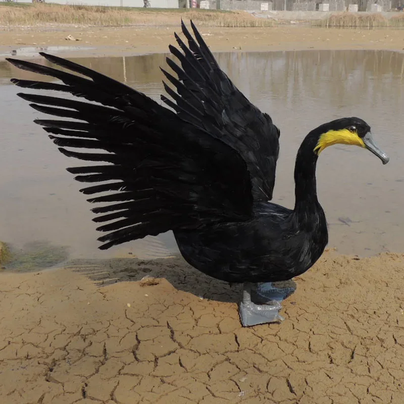 Большой 45x65 см Имитация Черного корморанта расширительные крылья птица МОДЕЛЬ