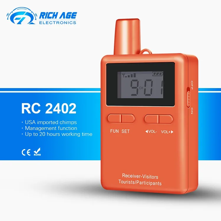 Orange RichiTek гид система аудио для туристического агентства Mic 2 передатчика+ 50 приемников для Hajj и Umrah с микрофоном гарнитуры - Цвет: Orange