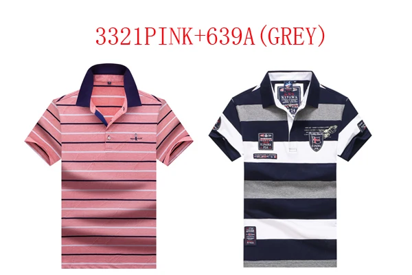 3321PINK-639A(GREY) Новое поступление, рубашка поло, брендовая, в полоску, умная, повседневная, Tace& Shark Polo, мужская, высокое качество, летняя, дышащая, camisa Polo - Цвет: 3321PINK-639A(GREY)