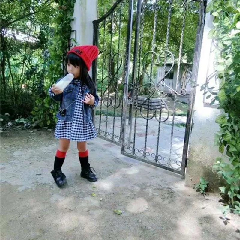 Платье для маленьких девочек новинка 2019 костюм платье в клетку с длинным рукавом