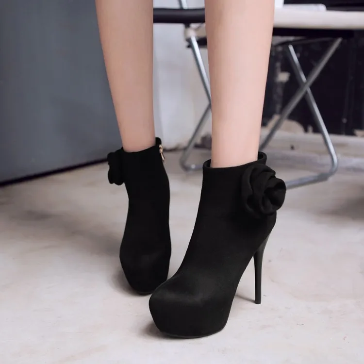 Большие размеры 14 15 тонкие сапоги на высоком каблуке с боковой молнией и цветочным узором водонепроницаемые