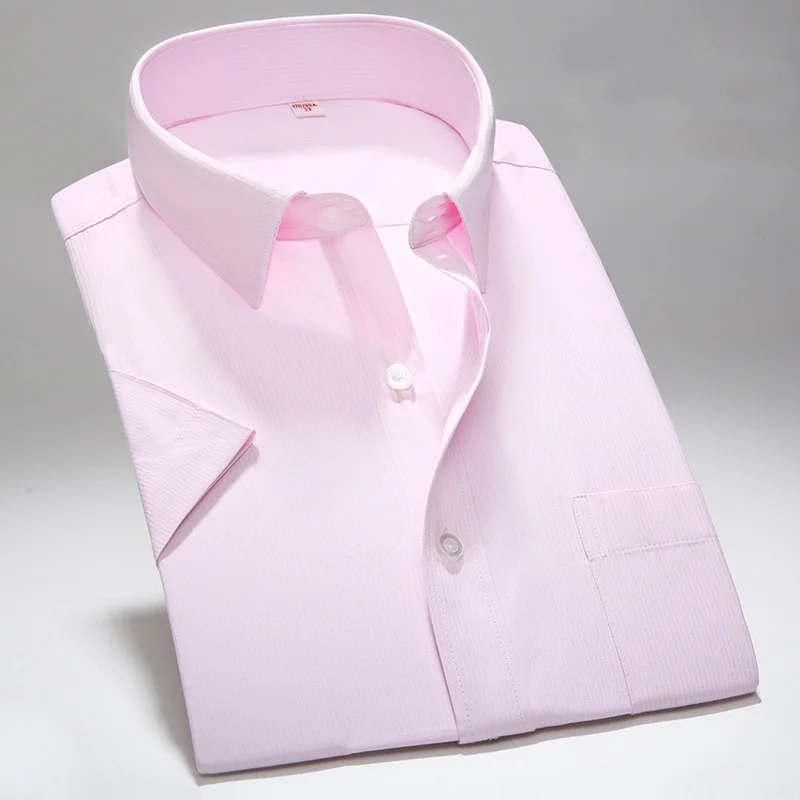 Летняя рубашка с коротким рукавом 2017 Мужские приталенные мужские строгие