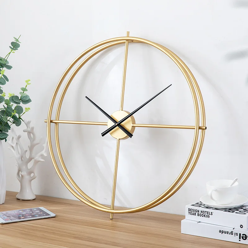 Modern silent wall clock living room bedroom quartz home decoration clocks light luxury metal wrought iron clock free shipping