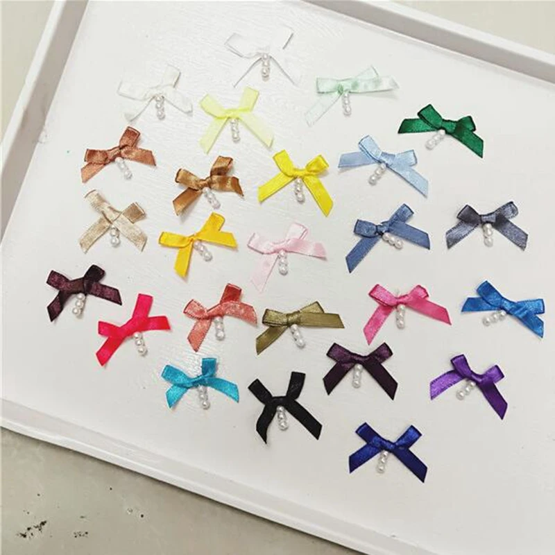 100 шт./лот разноцветные галстуки-бабочки из бисера ручной работы Мини атласная