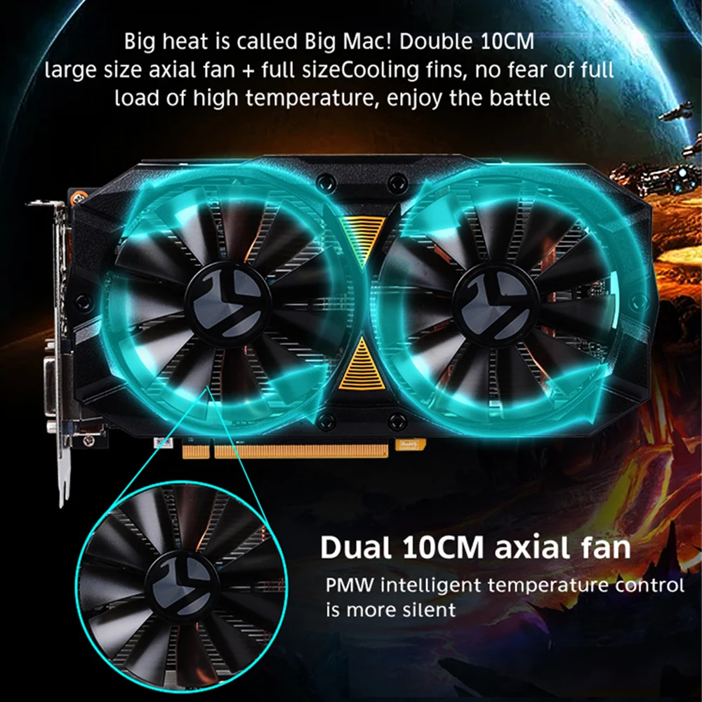 видеокарта MAXSUN PC rx 580 2048SP Big Mac plus 8G amd GDDR5 256bit 7000MHz 1168MHz PCI Express X16 3 0 14nm rx580|Видеокарты| |