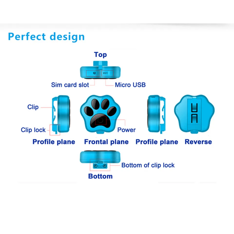 Водонепроницаемый GPS трекер для домашних животных мини ошейник собак и кошек в