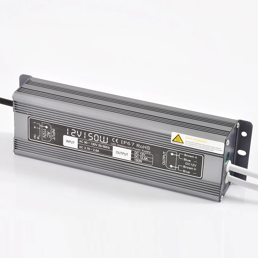 IP67 AC 100 V 250 к DC 12Vdc 12.5A 24V 6.25A 150w трансформатор освещения 3 года гарантии CE Rohs EMC
