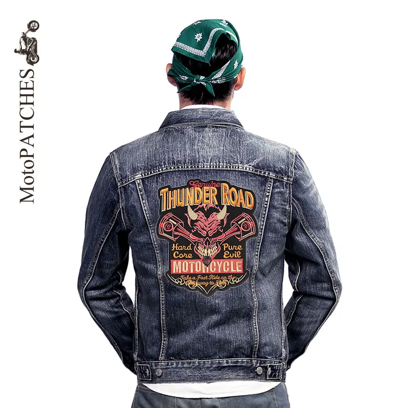 Череп патчи для одежды адский демон вышитые буквы на заказ униформа аппликация