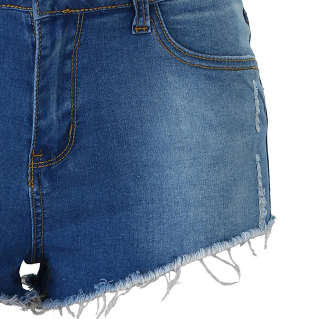

Women Jeans Women Shorts Jeans Summer Sexy High Waists Skinny Hole Denim Nightclub party Plus size Shorts Blue Y702