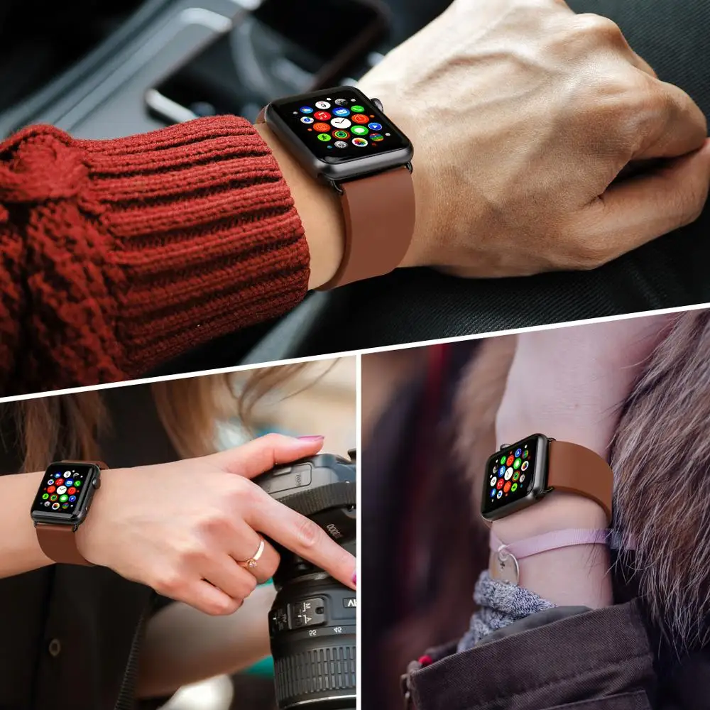 MAIKES Fluorocarbon Rubber Watchband For Apple Watch Band 49mm 44mm 40mm 42mm 38mm for iWatch Series SE 8 7 6 5 4 3 2  for Women