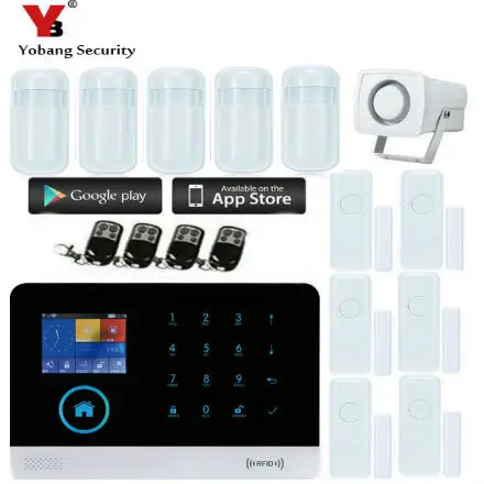 

Yobang Security Wifi 4G APP RFID Wirelesss home security gsm alarm system touch keyboard 433MHz door detector