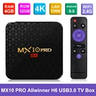 ТВ-приставка MX10 PRO на Android 9,0, 4 Гб + 32 ГБ64 ГБ, 2,4 ГГц, Wi-Fi, ТВ-приставка на Android 9,0, Allwinner H6 UHD 6K, USB3.0, H.265, VP9 медиаплеер