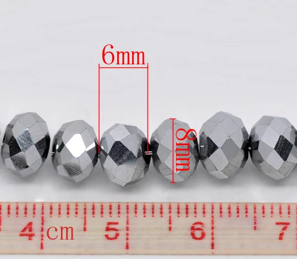 

DoreenBeads Free Shipping Silver Color Crystal Glass Faceted Beads 8x6mm,Approx 360Pcs (B11662) yiwu