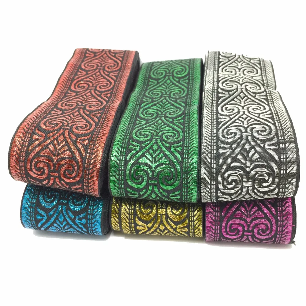 

ZERZEEMOOY wide 2 inch 50mm 9yard/lot Polyester Woven Jacquard Ribbon Christmas peach heart totems