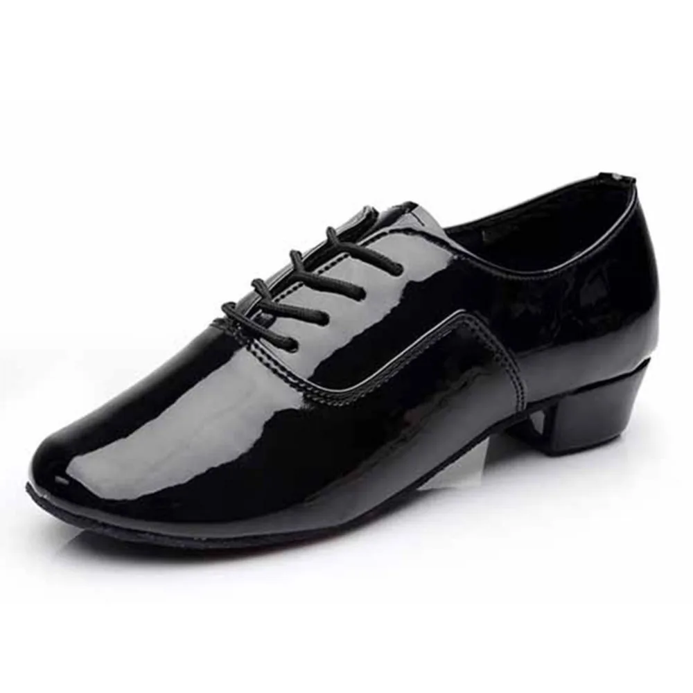 Men Latin Dance Shoes Ballroom Tango Dancing Shoes Children Boy 16CM-27.5CM Soft Patent Bright Wholesales Droppshopping Sales