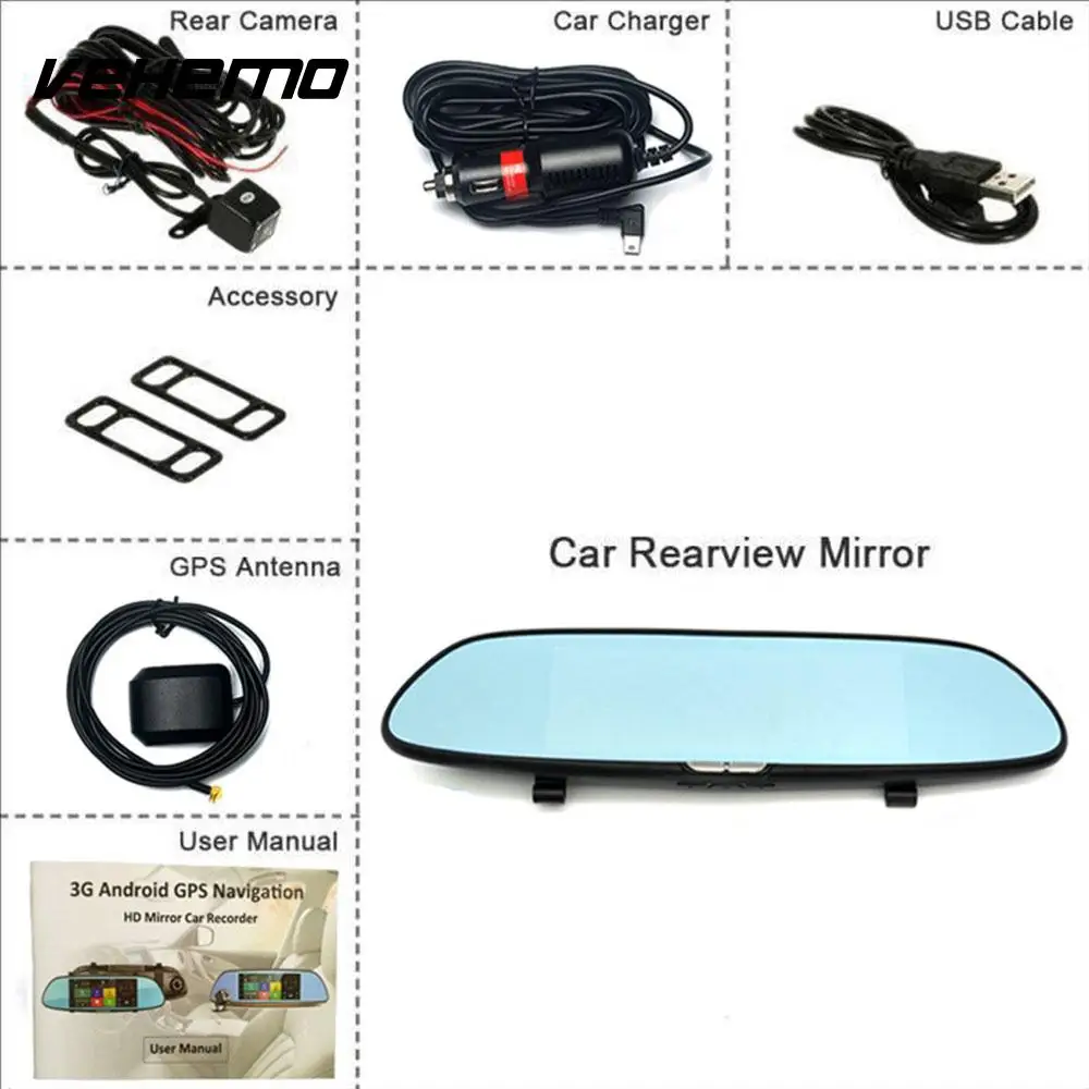 HD 1080 P вождения Регистраторы Dashcam Зеркало заднего вида gps Навигация Открытый петли