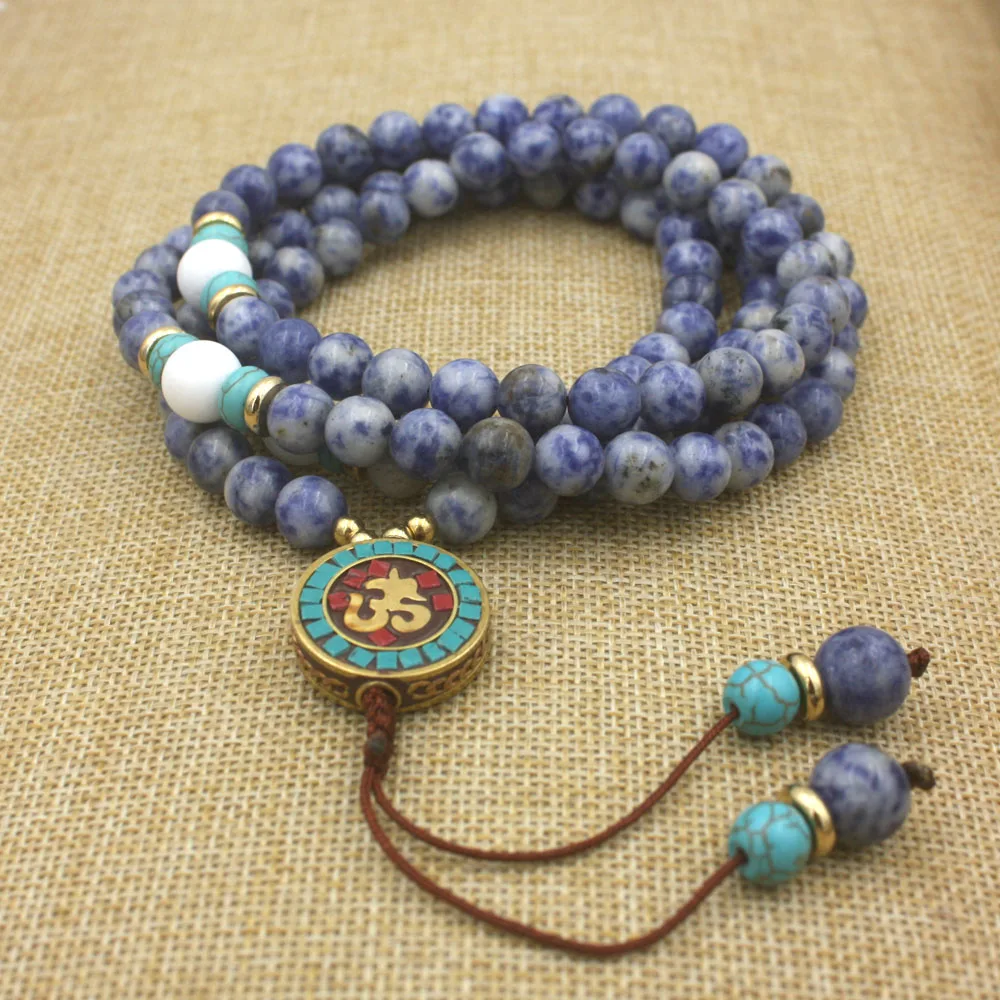 108 натуральный кальдалитовый камень Мала ожерелье светильник лые бусины из