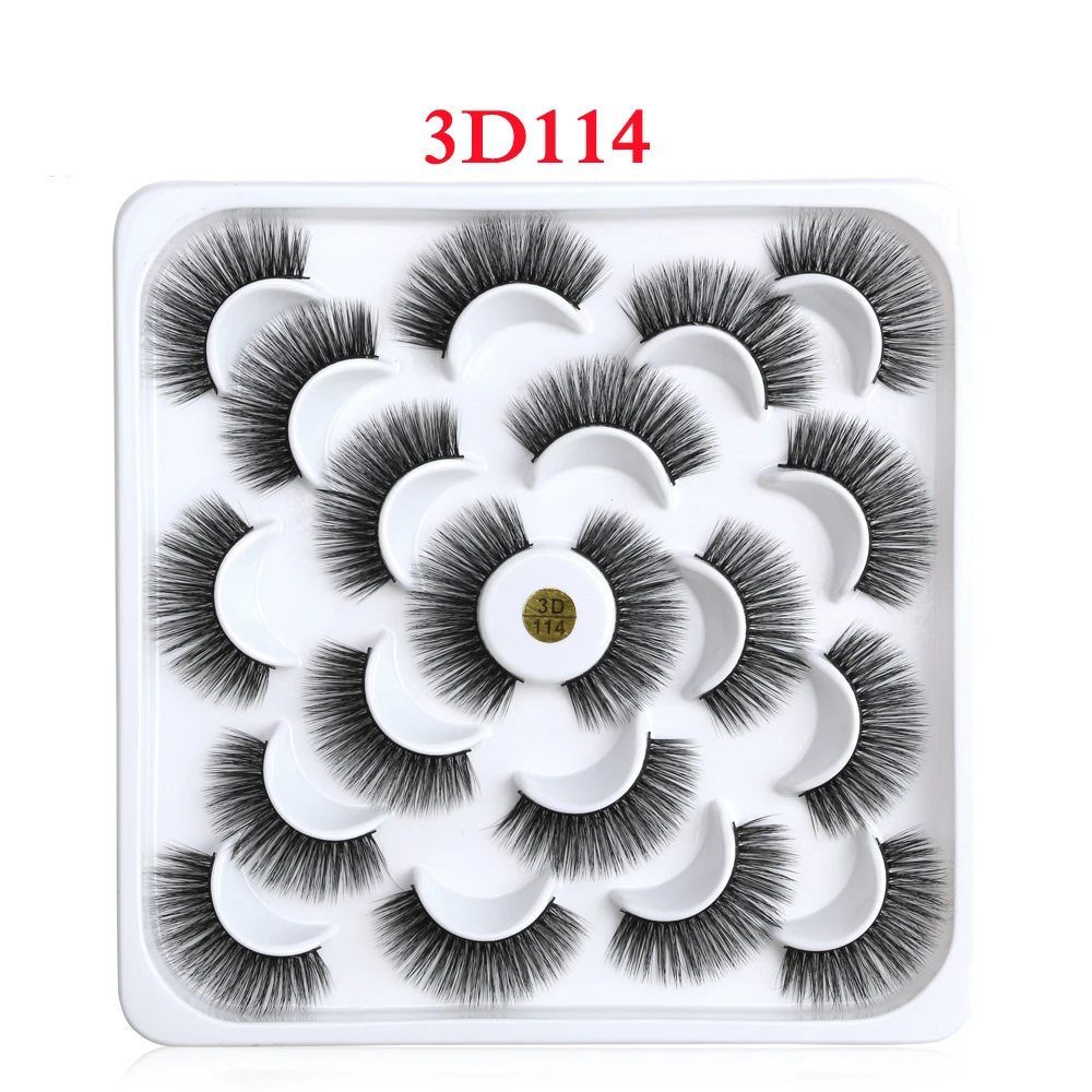 3D114 10 пар натуральные накладные Искусственные ресницы длинное удлинение 3D норковые ресницы ресница ручной работы норковые ресницы Красота Макияж инструмент - Цвет: 3D114