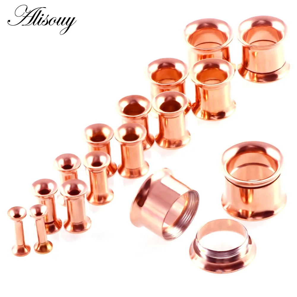 Rose Gold 16 шт. хирургический стальной набор для растяжения ушей Сережка-расширитель Ушные Тоннели заглушки серьга для мочки уха пирсинг стартер набор 2-12 мм - Окраска металла: Rose Gold