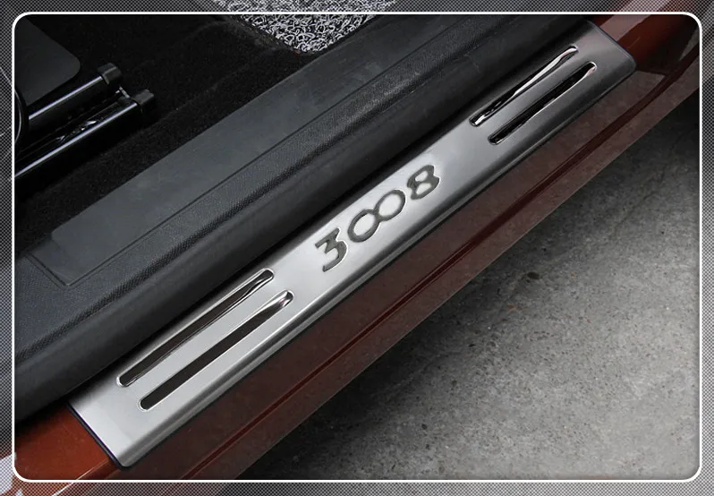 Для PEUGEOT 3008 II GT 17 автомобильный Стайлинг Нержавеющая Накладка на порог защита педали протектор наклейки отделка 4