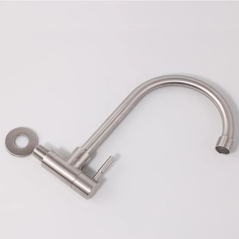 Настенный кухонный смеситель с ручкой поворачивающейся на 360 градусов |