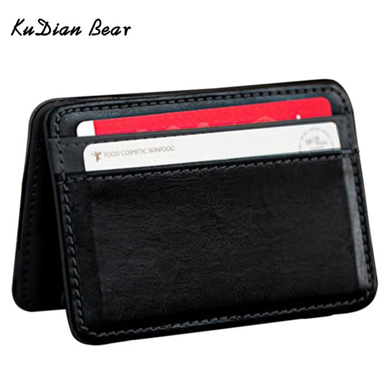 KUDIAN BEAR минималистичный мужской кошелек с зажимом для денег Rfid Тонкий органайзер