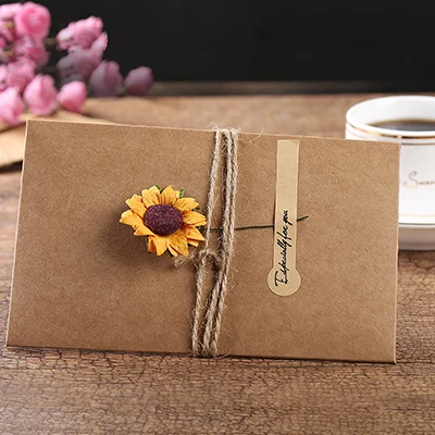 Sunflower 25 шт. DIY креативные крафт-Моделирование Цветок поздравительная открытка с конвертом Рождественские Свадебные сувениры Подарочные вечерние открытки - Цвет: Sunflower