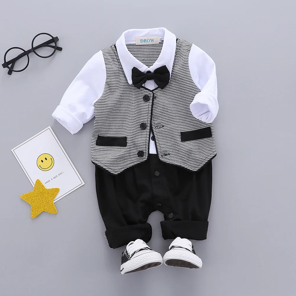 2019 Baby onesies hot cross-border children's clothing baby vest fake two-piece AliExpress climbing clothes gentleman | Детская
