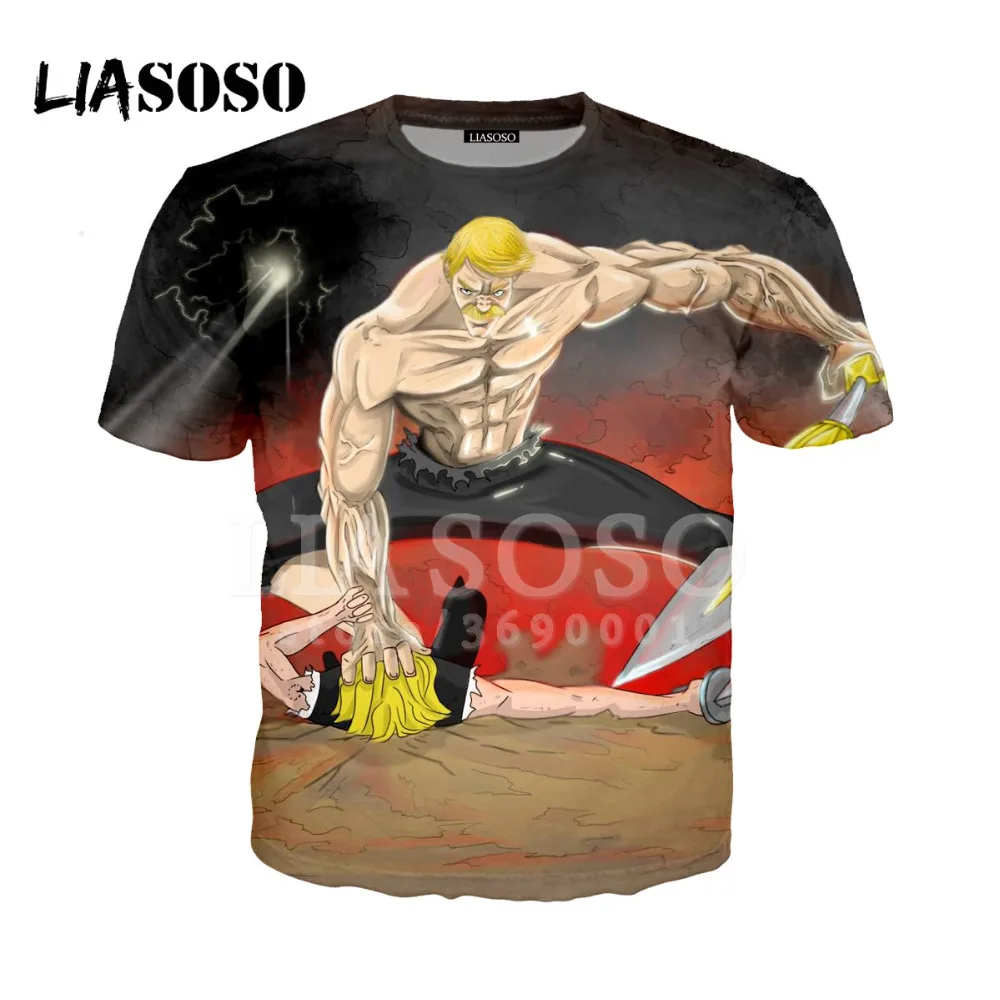 LIASOSO 2018 Женская и мужская футболка с 3D принтом из аниме The Seven Deadly Sins Escanor летняя