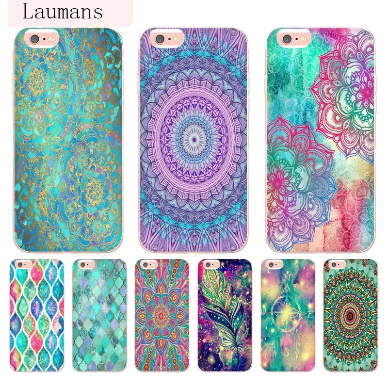 Laumans Сапфир нефрит пятнистости Стекло мандалы чехол для телефона iPhone 8 7 6 S Plus X 10 5 5S