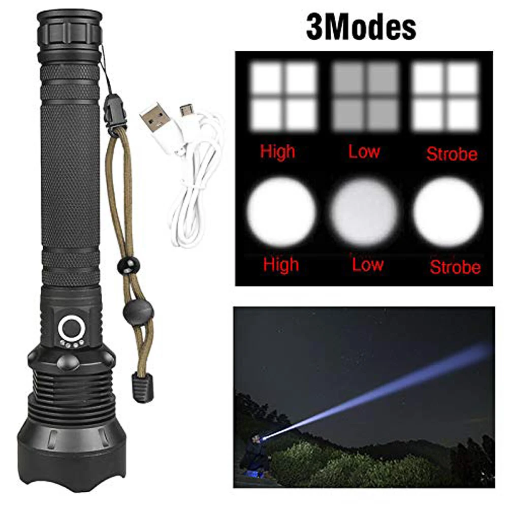 Lightingview P50/70 светодиодный алюминиевый открытый высокомощный бликовый тактический фонарик для пеших прогулок кемпинга 18650 батарея usb зарядка