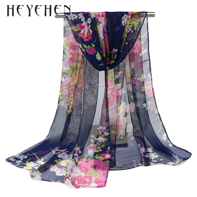 

2017 Fashion Chiffon Georgette Silk Women Foulard Scarf Flower Gradient Color Bandana Summber Beach Sarong Elegant Shawl HY66