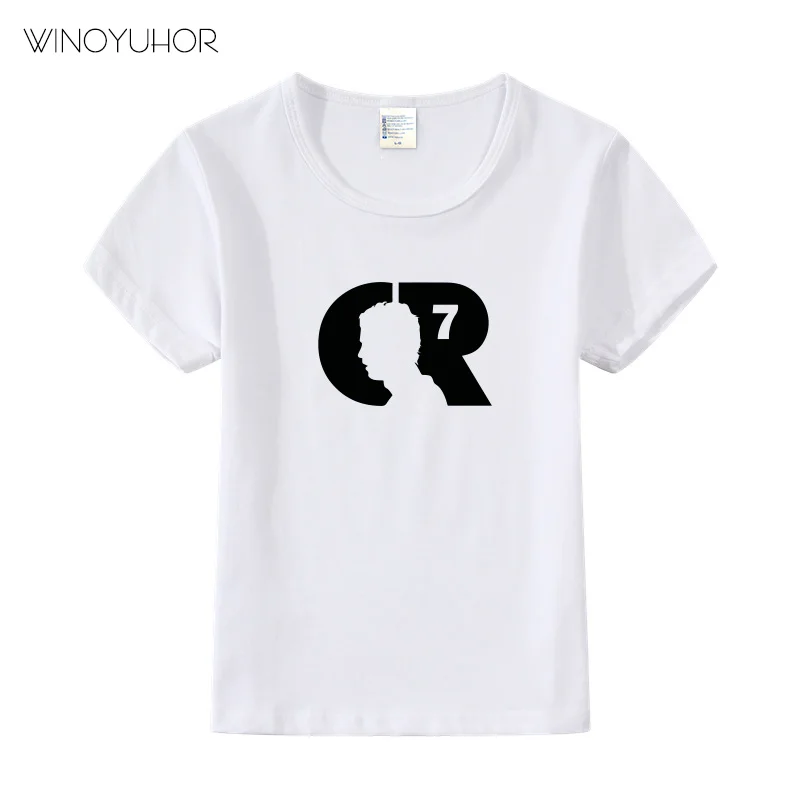 Kids CR7 Cristiano Ronaldo Print T-shirt Clothes Summer Casual Short Sleeve T Shirt Boys Girl Football Tshirt Cool Tee Tops - Цвет: White
