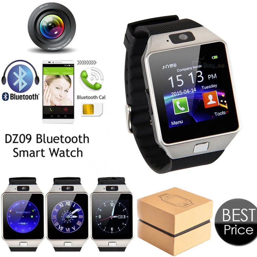 Умные часы Bluetooth умные DZ09 мужские водонепроницаемые квадратные SIM TF карта камера