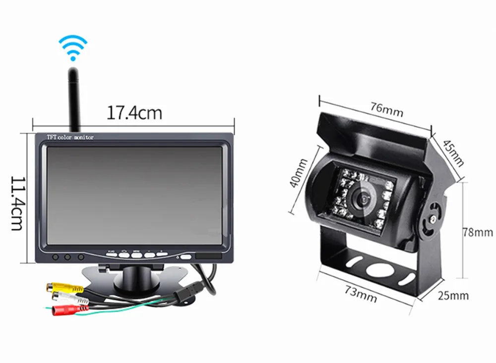 Комплект беспроводных мониторов 7-дюймовый HD экран автомобильный монитор +