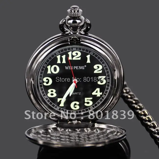 Элегантные Мужские кварцевые карманные часы с черным черепом розы цепочкой