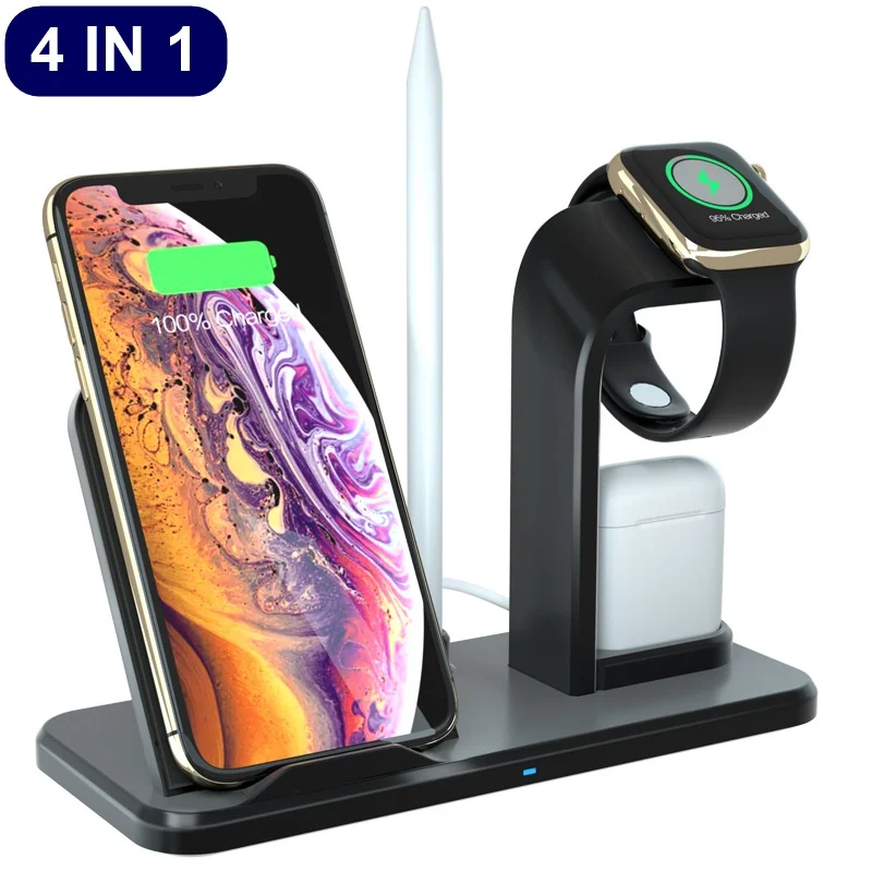 Tongdaytech 10 Вт Qi Беспроводное зарядное устройство для Iphone X 8 XR XS 11 Pro Max быстрое зарядное устройство Быстрая зарядка док-станция для Apple Watch 5 4 3 2 1