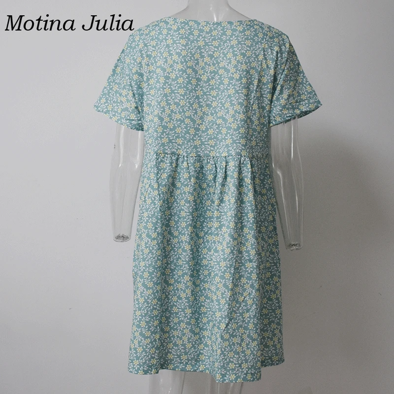 Motina Julia 2019 летнее платье с цветочным принтом женское v-образным вырезом на